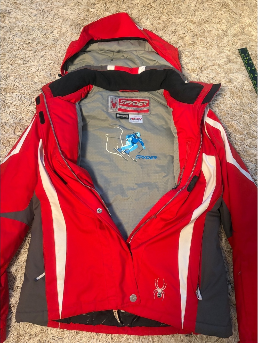 Spyder Ladies Red and Gray Ski Jacket with Thinsulate Insult